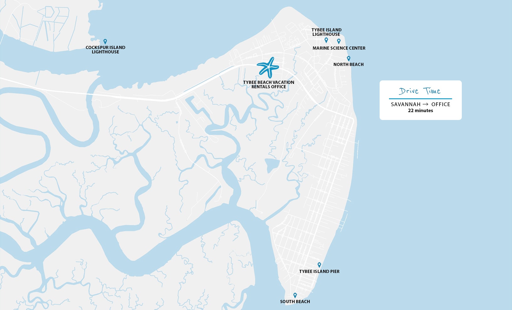 Tybee Beach Vacation Rentals and Property Management LLC map