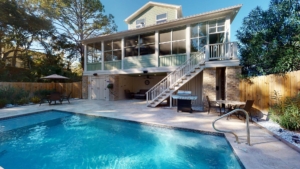 A Tybee Island vacation rental with a pool like this one is the perfect place to stay at during your Georgia spring break vacation.