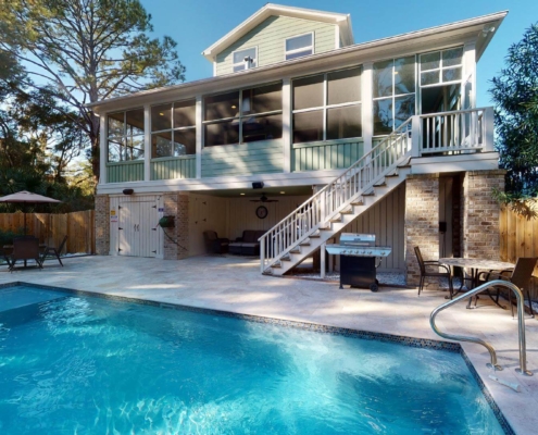 A Tybee Island vacation rental with a pool like this one is the perfect place to stay at during your Georgia spring break vacation.