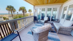 The back porch of a Tybee Island rental close to popular activities.